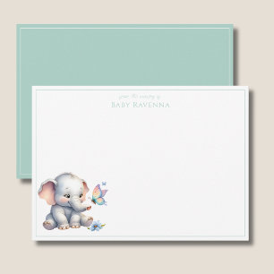 Tarjeta Pequeña Agradecimiento del vivero del elefante bebé con ac