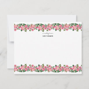 Tarjeta Pequeña Agradecimiento Floral de Lirio Rosa Acuarela 