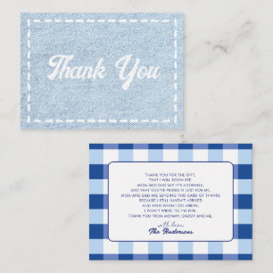 Tarjeta Pequeña Agradecimiento para Baby Shower de Niño Blue Jean 