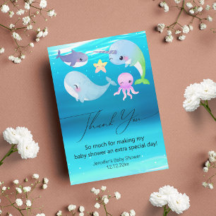 Tarjeta Pequeña Agradecimiento para la Fiesta de Bebé del Acuario 