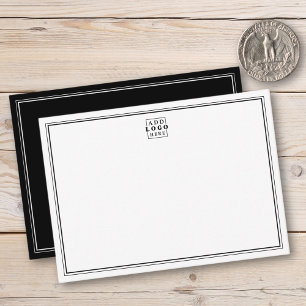 Tarjeta Pequeña Agrega tu logo Negro Doble Borde Empresa