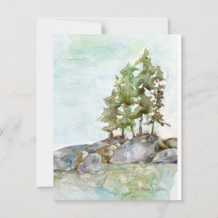 Tarjeta Pequeña Agua de pinos y rocas acuáticas de BWCAW, MN