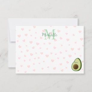 Tarjeta Pequeña Aguacate De Dibujos Animados Monograma Personaliza