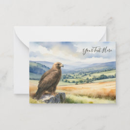 Tarjeta Pequeña Águila Real Acuarela Ave de Presa Texto Personaliz