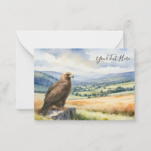 Tarjeta Pequeña Águila Real Acuarela Ave de Presa Texto Personaliz