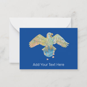 Tarjeta Pequeña Águila transportando tierra Azul profundo