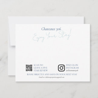 Tarjeta Pequeña Airbnb and Rental Property Custom Welcome Note