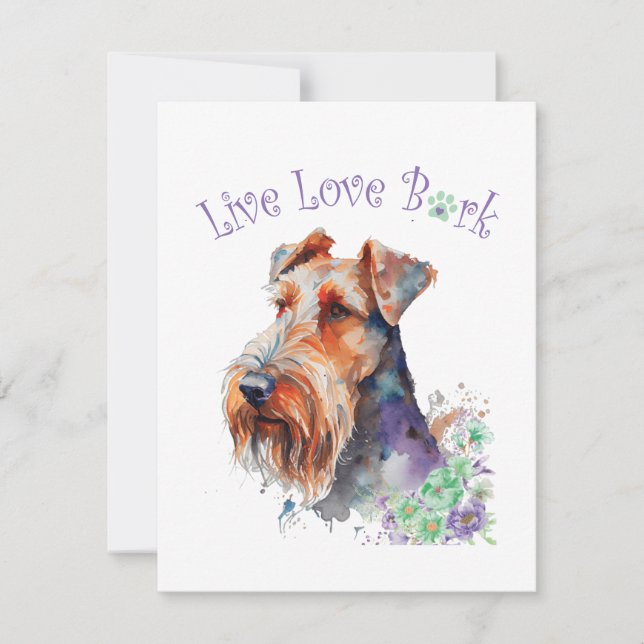 Tarjeta Pequeña Airedale Dog Mom Floral (Anverso)