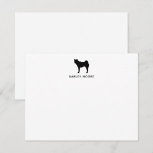 Tarjeta Pequeña Akita de monograma personalizado negro y blanco