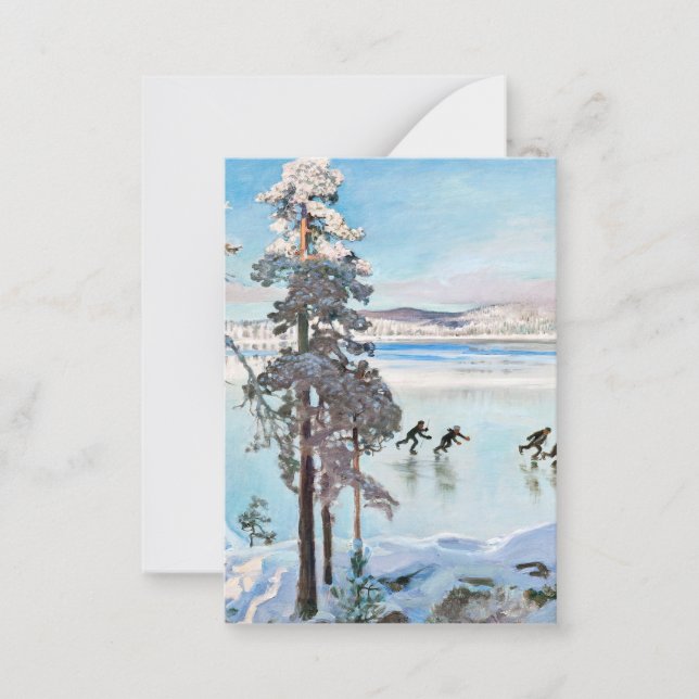 Tarjeta Pequeña Akseli Gallen-Kallela - Patinadores cerca de la or (Anverso)