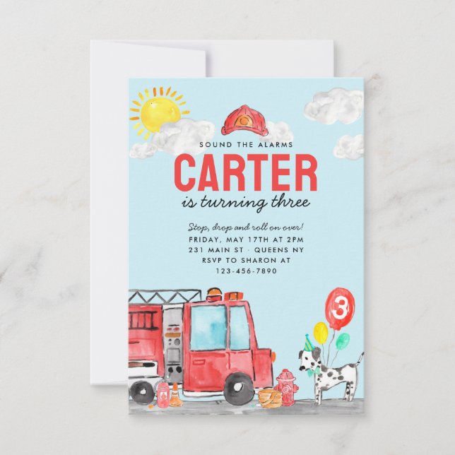 Tarjeta Pequeña Alarma de sonido del presupuesto Camión de bombero (Anverso)