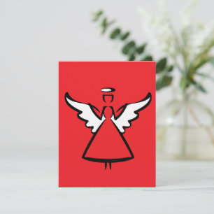Tarjeta Pequeña Alas de Ángel Minimalistas y Halo Silueta Gráfic