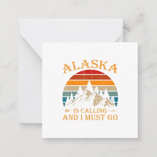 Tarjeta Pequeña Alaska llama naturaleza retro de las montañas (Anverso)