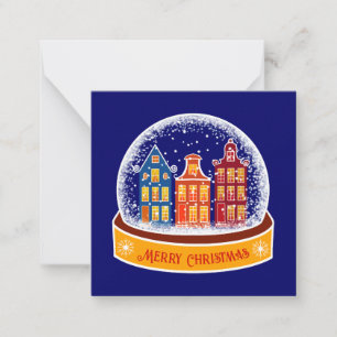 Tarjeta Pequeña Aldea de Amsterdam en Bola de Nieve Mini Navidad