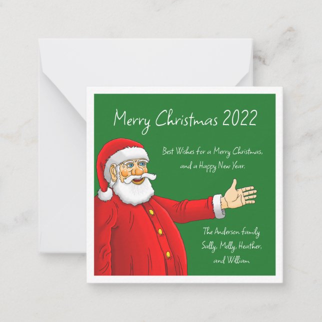 Tarjeta Pequeña Alegre Papá Noel (Anverso)