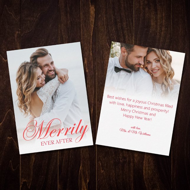 Tarjeta Pequeña alegremente después, recién casados 2 fotos festiv (Subido por el creador)