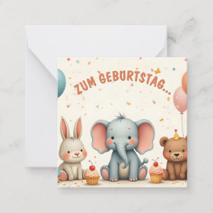 Tarjeta Pequeña Alegría de cumpleaños con amigos animales