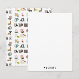 Tarjeta Pequeña Alfabeto lindo ABC Animales Nombre personalizado E