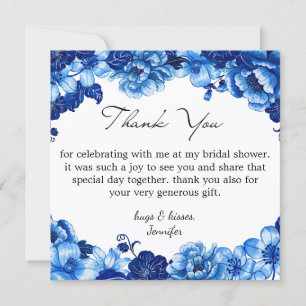 Tarjeta Pequeña algo azul, agradecimiento floral para la fiesta de