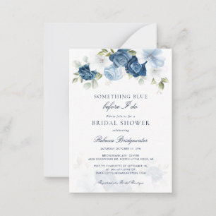 Tarjeta Pequeña Algo Floral Azul Antes De Hacer Ducha Británica
