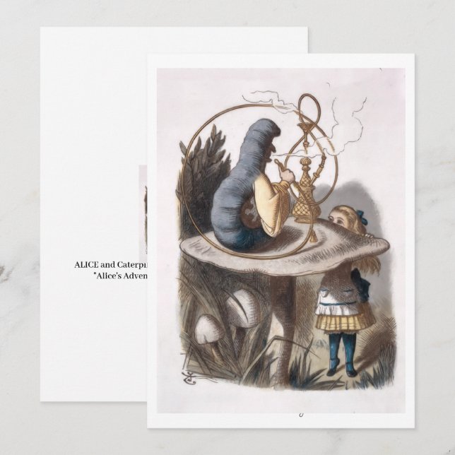 Tarjeta Pequeña ALICE y Caterpillar - Aventuras en el país de las  (Anverso / Reverso)
