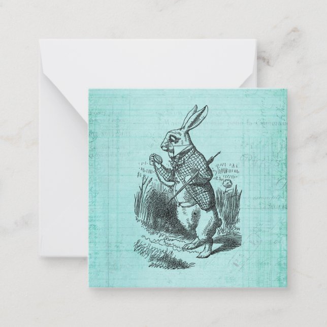 Tarjeta Pequeña Alicia de conejo blanco en arte de maravillas (Anverso)