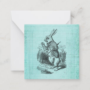 Tarjeta Pequeña Alicia de conejo blanco en arte de maravillas