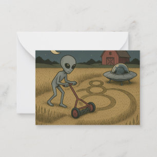 Tarjeta Pequeña Alien hace arte de ciencia ficción a los círculos 