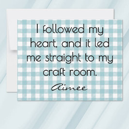 Tarjeta Pequeña All-Occasion Name Blue and White Gingham Flat