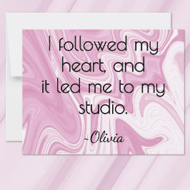 Tarjeta Pequeña  All-Occasion Name Pink and White Marbled Ink Flat