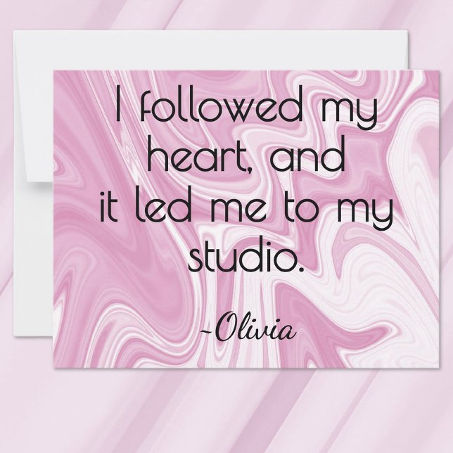 Tarjeta Pequeña  All-Occasion Name Pink and White Marbled Ink Flat (Subido por el creador)