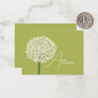 Tarjeta Pequeña  Allium Flower Botanical Art | Elegant Flora