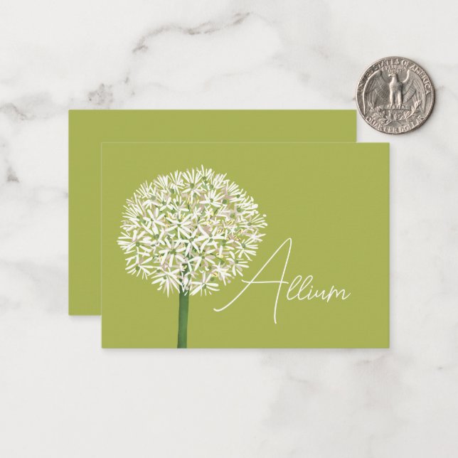 Tarjeta Pequeña  Allium Flower Botanical Art | Elegant Flora (Anverso/Reverso In Situ)