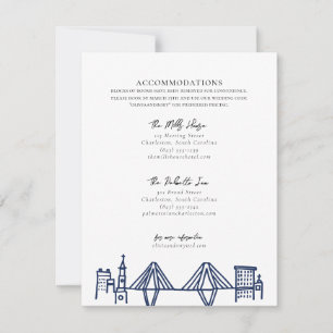 Tarjeta Pequeña Alojamiento de Charleston Toile en azul marino