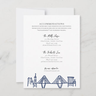 Tarjeta Pequeña Alojamiento de Charleston Toile en azul marino
