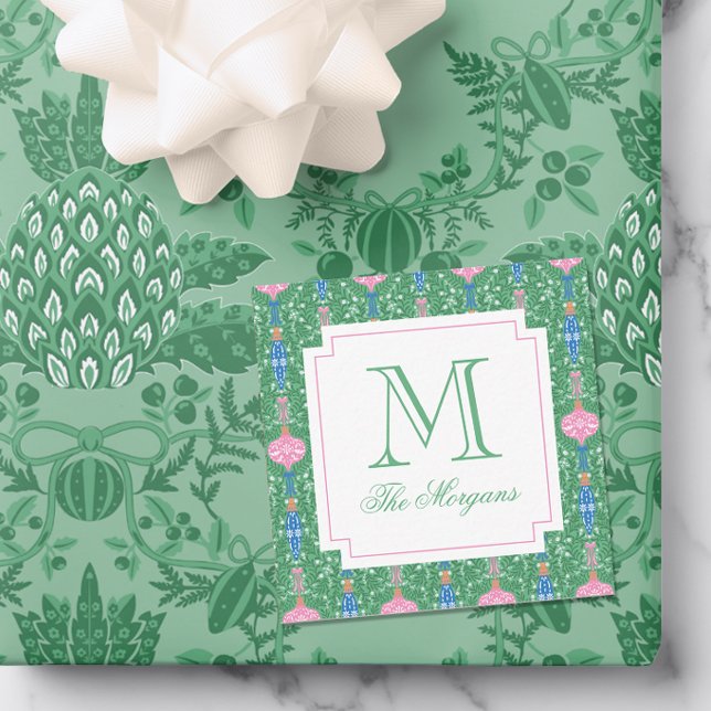 Tarjeta Pequeña Alojamiento de Monograma de Ornamentos de Navidad  (Subido por el creador)