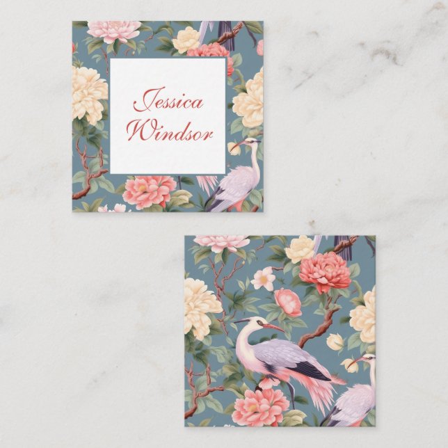 Tarjeta Pequeña Alojamiento de regalo Chinoiserie Floral Jade Egre (Anverso / Reverso)