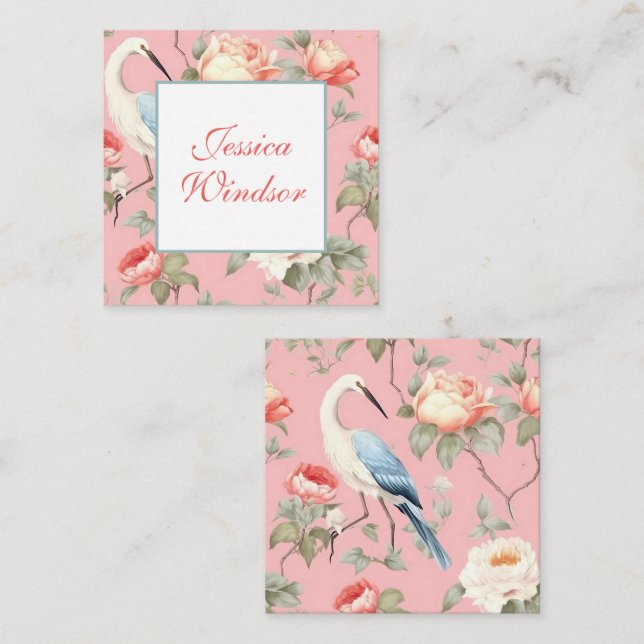 Tarjeta Pequeña Alojamiento de regalo Chinoiserie Pink Floral Egre (Anverso / Reverso)