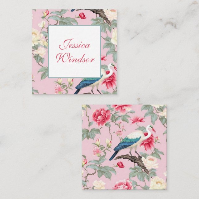 Tarjeta Pequeña Alojamiento de regalo Chinoiserie Pink Floral Egre (Anverso / Reverso)