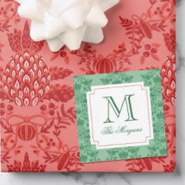 Tarjeta Pequeña Alojamiento Monograma de navidades Ornamentos de p