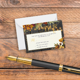 Tarjeta Pequeña Alojamiento RSVP de boda floral de otoño de otoño
