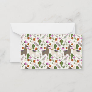 Tarjeta Pequeña Alpaca Cactus Patrón floral Amante animal