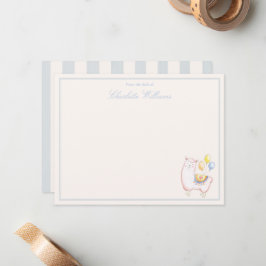 Tarjeta Pequeña Alpaca de acuarela dulce con globo azul claro