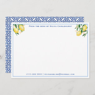 Tarjeta Pequeña Amalfi Lemons Vintage Blue Tile Shower Gracias
