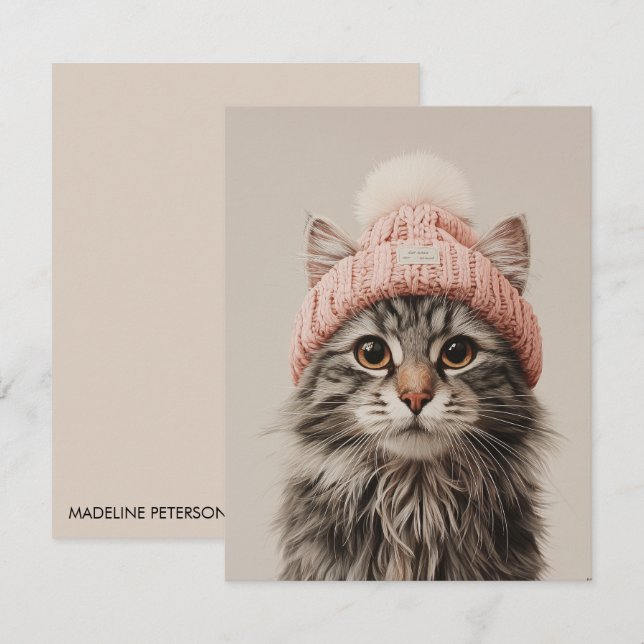 Tarjeta Pequeña Amante de Gatos Adorables (Anverso / Reverso)