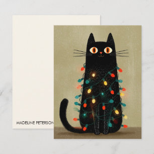 Tarjeta Pequeña Amante de gatos lindos de Navidad