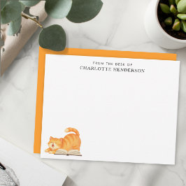 Tarjeta Pequeña Amante de los libros gato ginger personalizado 