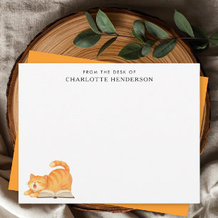 Tarjeta Pequeña Amante de los libros gato ginger personalizado 