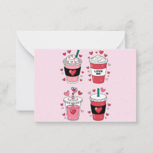 Tarjeta Pequeña Amante del café Latte del día de San Valentín