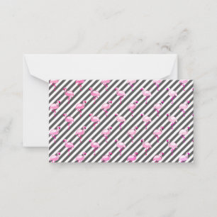 Tarjeta Pequeña Amante del Flamenco Rayas Diagonales Rosa